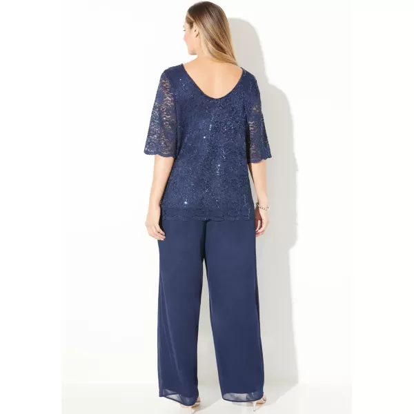 Catherines Women's Plus Size Sparkle &amp; Lace Pant Set