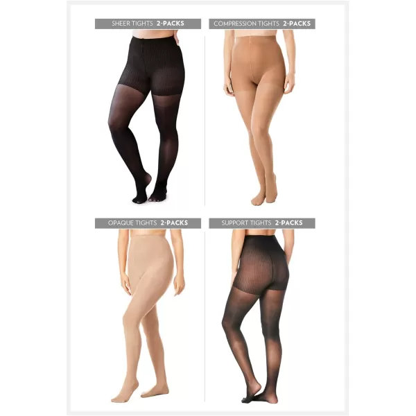 Comfort Choice Women's Plus Size 2-Pack Opaque Tights
