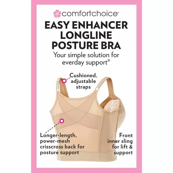 Comfort Choice Women's Plus Size Easy Enhancer Wireless Longline Posture Bra