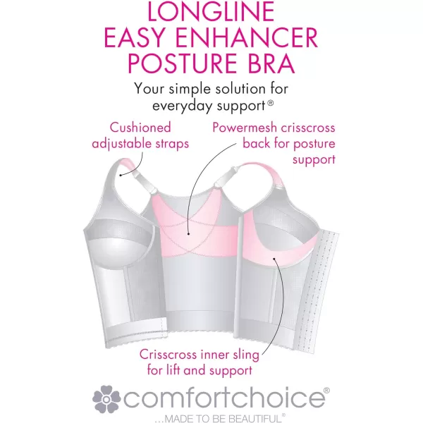 Comfort Choice Women's Plus Size Easy Enhancer Wireless Longline Posture Bra