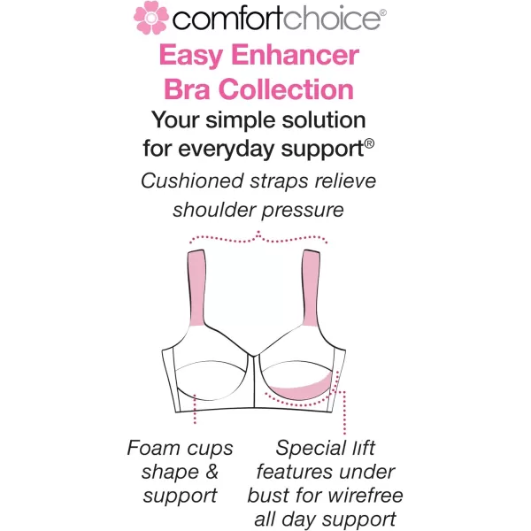 Comfort Choice Women's Plus Size Easy Enhancer&amp;Reg Lace Wireless Bra