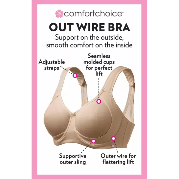 Comfort Choice Women's Plus Size Out Wire Bra