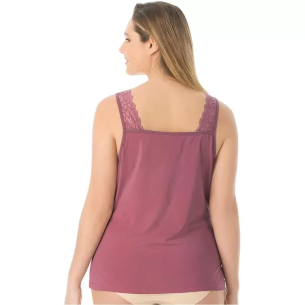 Comfort Choice Women's Plus Size Silky Lace-Trimmed Camisole Full Slip
