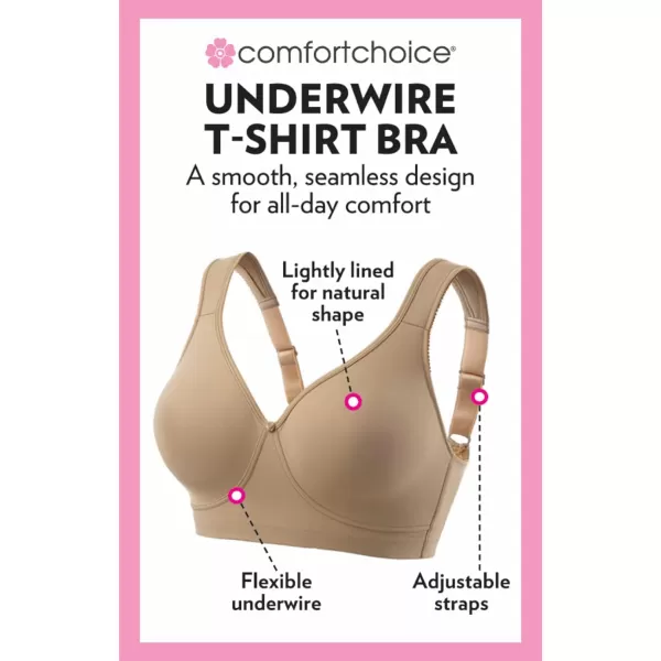 Comfort Choice Women's Plus Size Underwire Microfiber T-Shirt Bra
