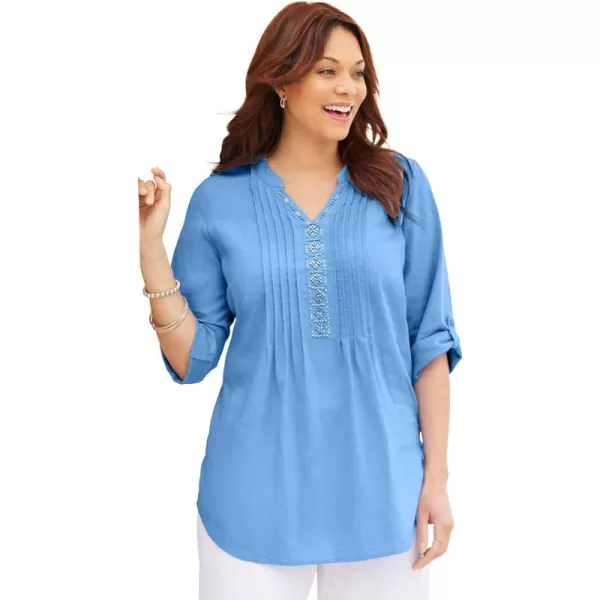 Catherines Women's Plus Size Pleated Linen Tunic