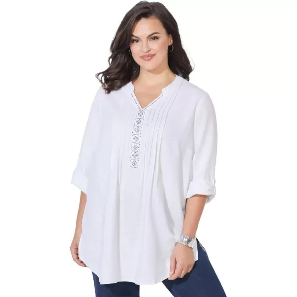 Catherines Women's Plus Size Pleated Linen Tunic