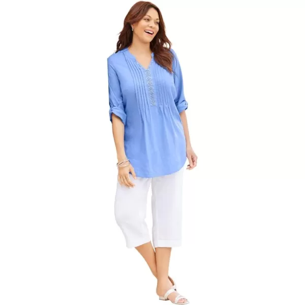 Catherines Women's Plus Size Pleated Linen Tunic