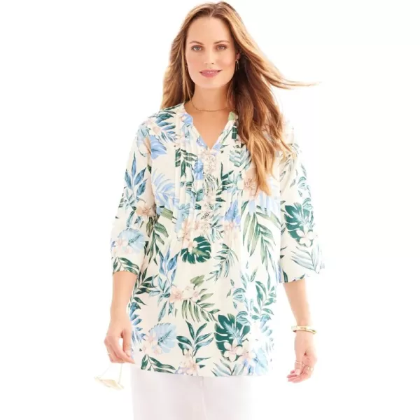 Catherines Women's Plus Size Pleated Linen Tunic