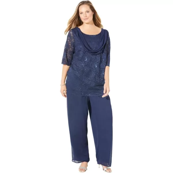 Catherines Women's Plus Size Sparkle &amp; Lace Pant Set