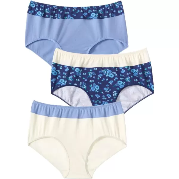 Comfort Choice Women's Plus Size Cotton 3-Pack Color Block Full-Cut Brief Underwear