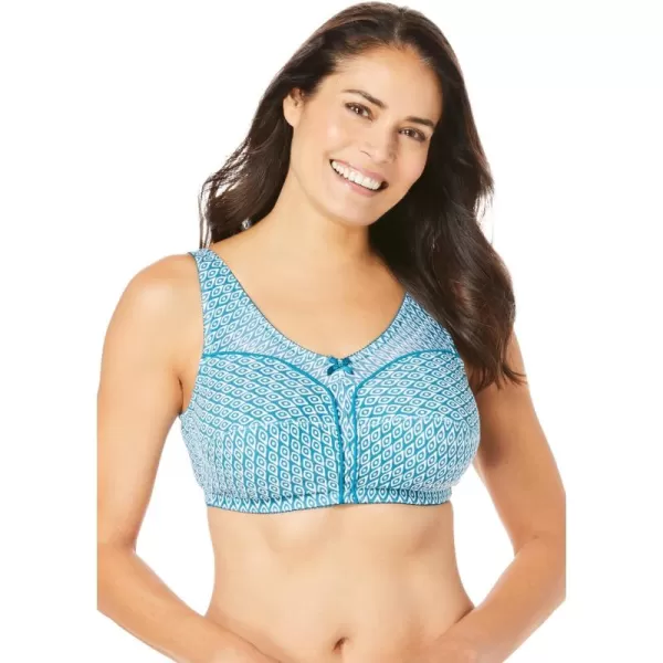 Comfort Choice Women's Plus Size Cotton Back-Close Wireless Bra