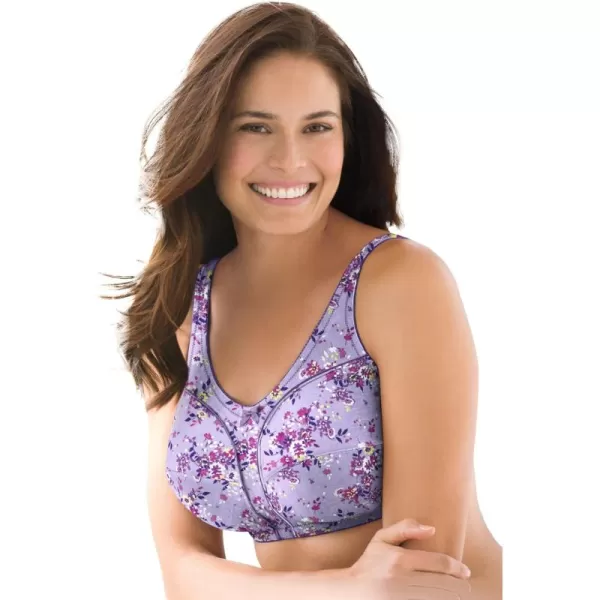 Comfort Choice Women's Plus Size Cotton Back-Close Wireless Bra