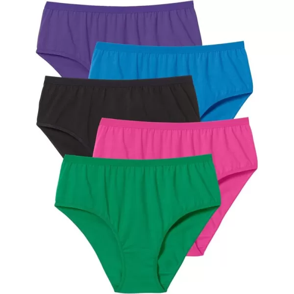 Comfort Choice Women's Plus Size Hi-Cut Cotton Brief 5-Pack