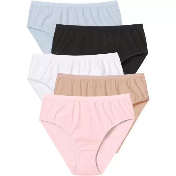 Comfort Choice Women's Plus Size Hi-Cut Cotton Brief 5-Pack