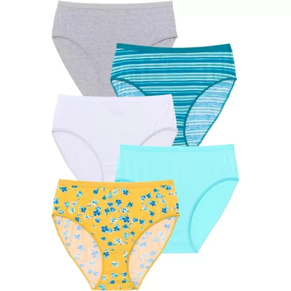 Comfort Choice Women's Plus Size Hi-Cut Cotton Brief 5-Pack