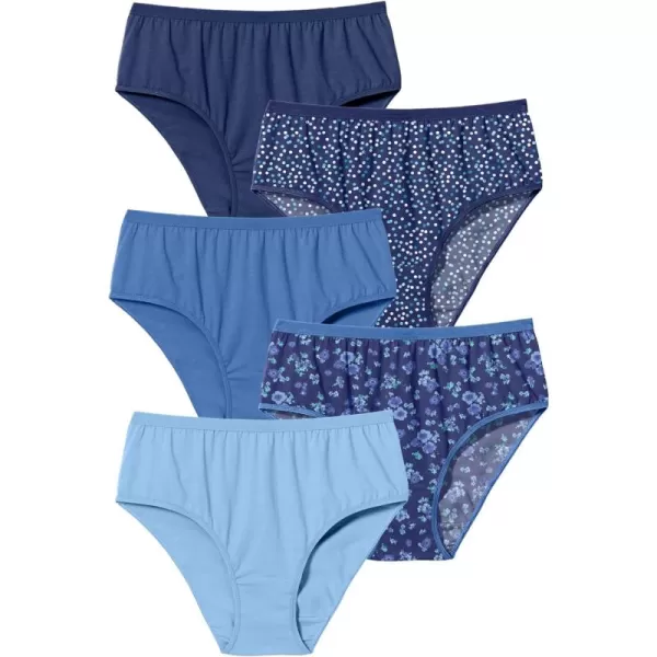 Comfort Choice Women's Plus Size Hi-Cut Cotton Brief 5-Pack