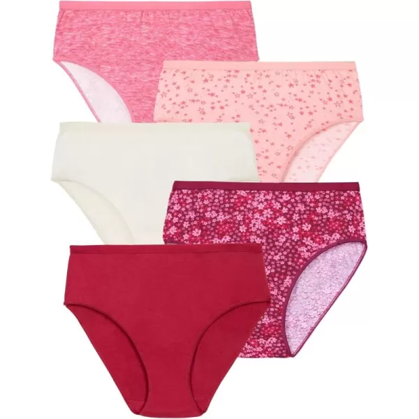 Comfort Choice Women's Plus Size Hi-Cut Cotton Brief 5-Pack