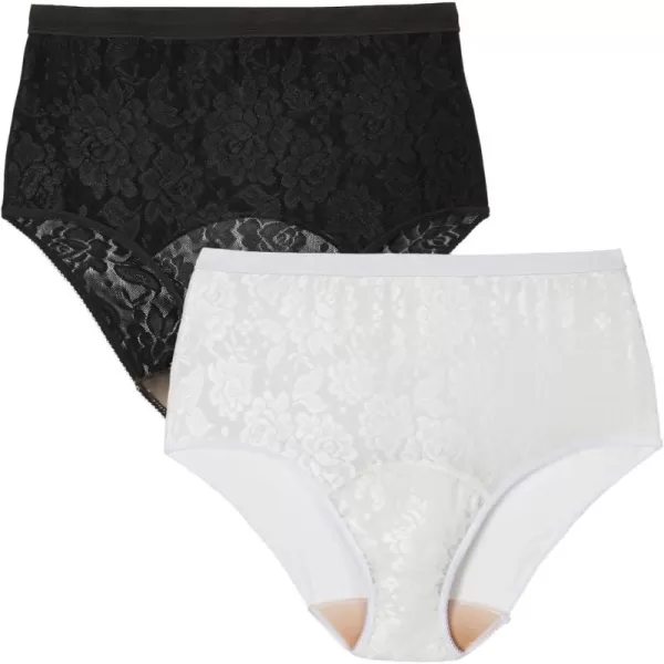 Comfort Choice Women's Plus Size Lace Incontinence Brief 2-Pack