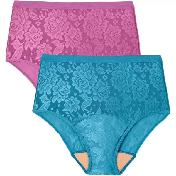 Comfort Choice Women's Plus Size Lace Incontinence Brief 2-Pack