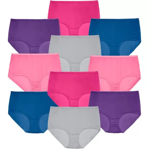 Comfort Choice Women's Plus Size Nylon Brief 10-Pack Underwear