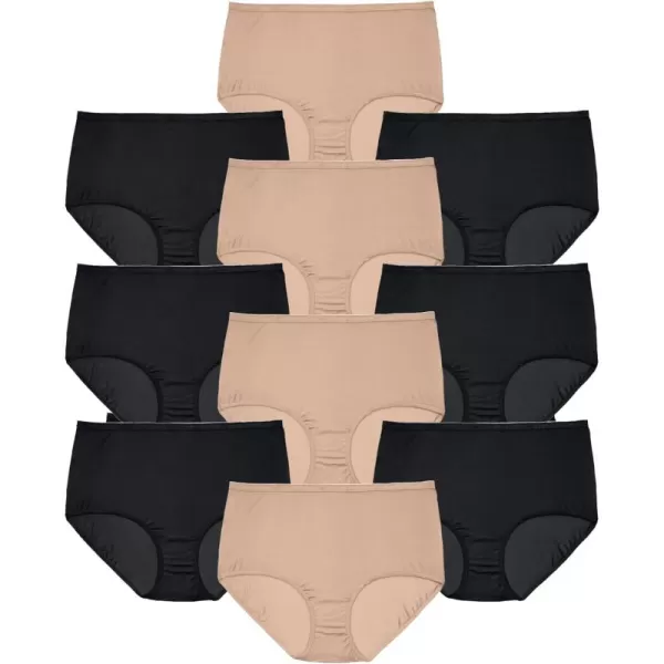 Comfort Choice Women's Plus Size Nylon Brief 10-Pack Underwear