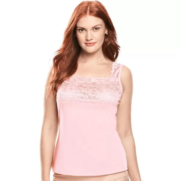 Comfort Choice Women's Plus Size Silky Lace-Trimmed Camisole Full Slip