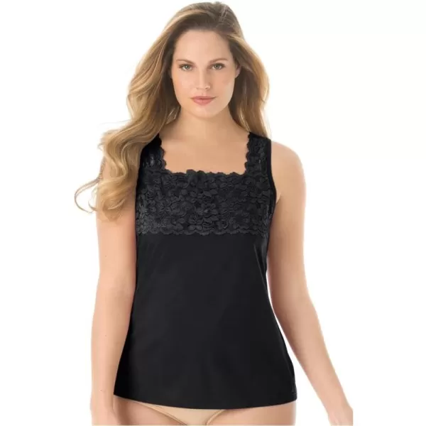 Comfort Choice Women's Plus Size Silky Lace-Trimmed Camisole Full Slip