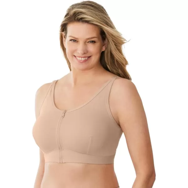 Comfort Choice Women's Plus Size Wireless Zip Front Bra