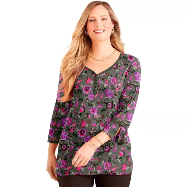 Liz&amp;Me Women's Plus Size Henley Top