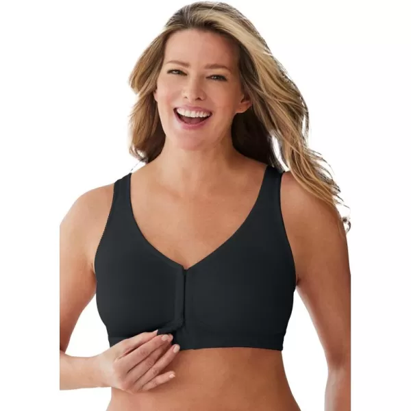 Comfort Choice Womens Plus Size Front Hook Wireless Breathe BraBlack