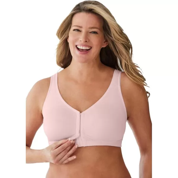 Comfort Choice Womens Plus Size Front Hook Wireless Breathe BraShell Pink