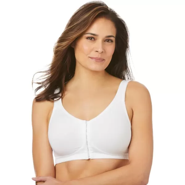 Comfort Choice Womens Plus Size Front Hook Wireless Breathe BraWhite