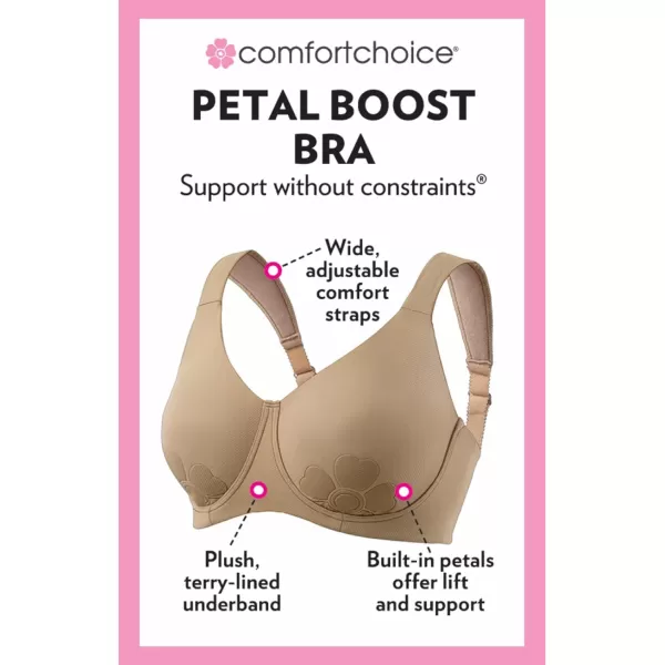 Comfort Choice Womens Plus Size Petal Boost Underwire BraShell Pink