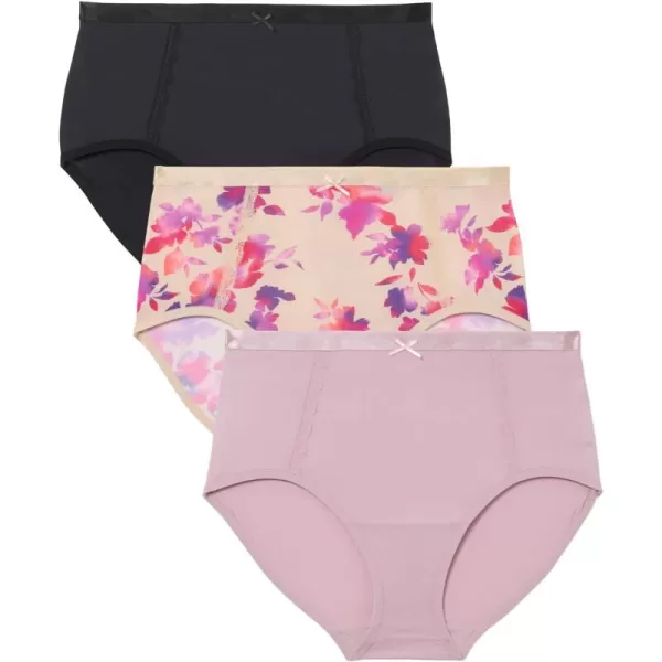 Catherines Womens Plus Size Microfiber Panty 3PackWatercolor Floral Pack