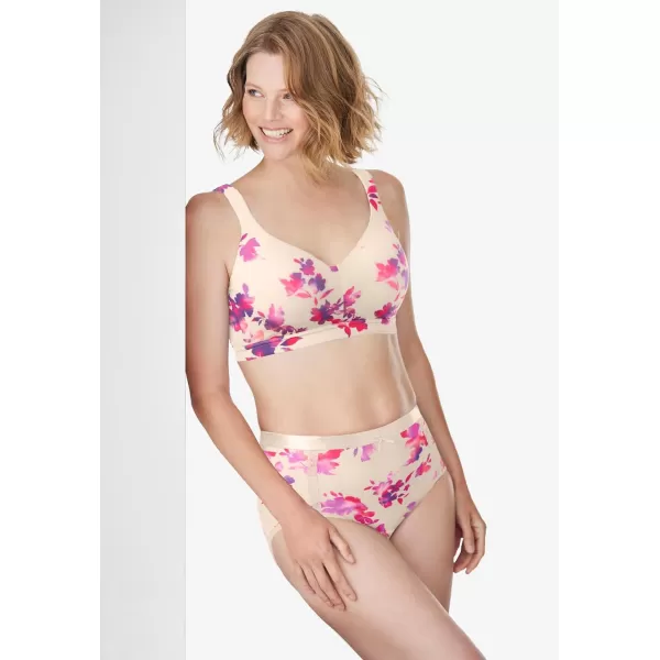 Catherines Womens Plus Size Solid FullCoverage Smooth NoWire BraOatmeal Watercolor Floral