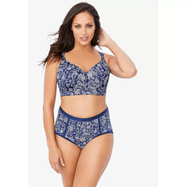 Catherines Womens Plus Size Solid FullCoverage Smooth NoWire BraOatmeal Watercolor Floral