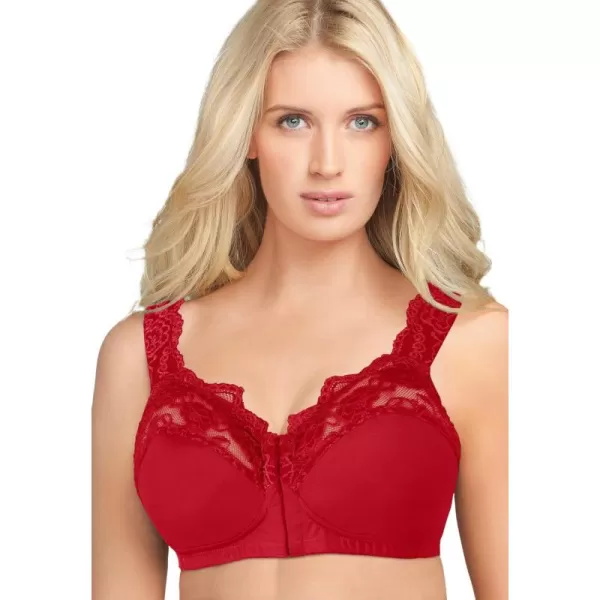 Comfort Choice Womens Plus Size Front Close Wireless Gel Strap BraClassic Red