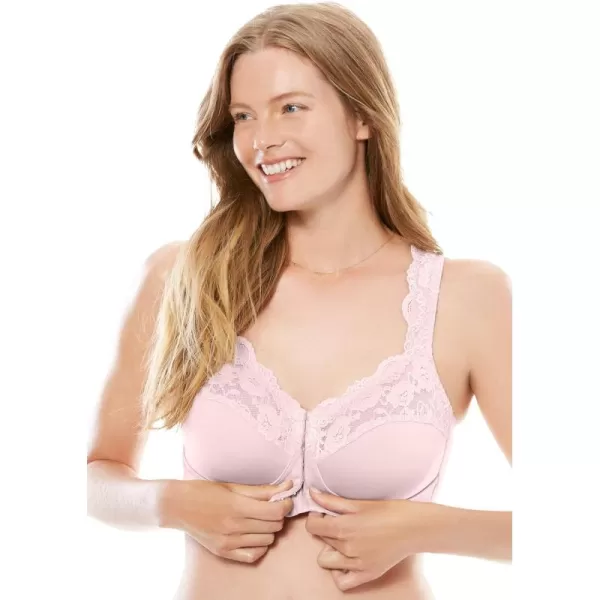 Comfort Choice Womens Plus Size Front Close Wireless Gel Strap BraShell Pink