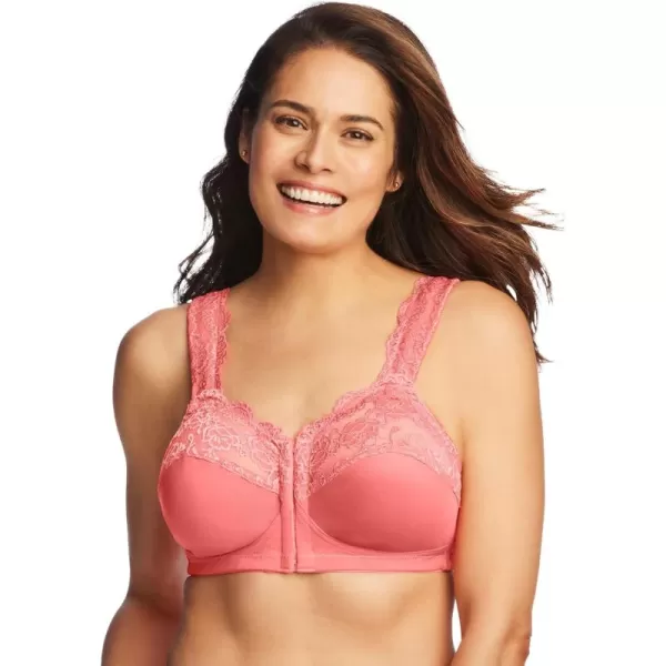 Comfort Choice Womens Plus Size Front Close Wireless Gel Strap BraSweet Coral