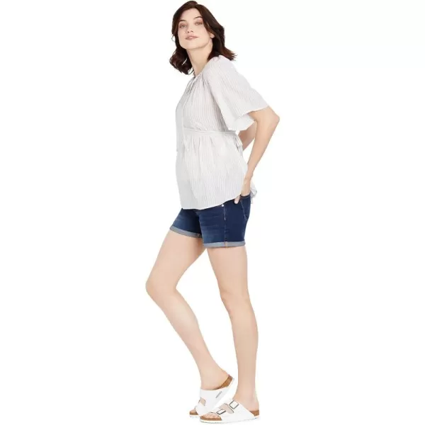 Motherhood Maternity Women's Indigo Blue Baby Roll Hem Secret Fit Belly Denim Short