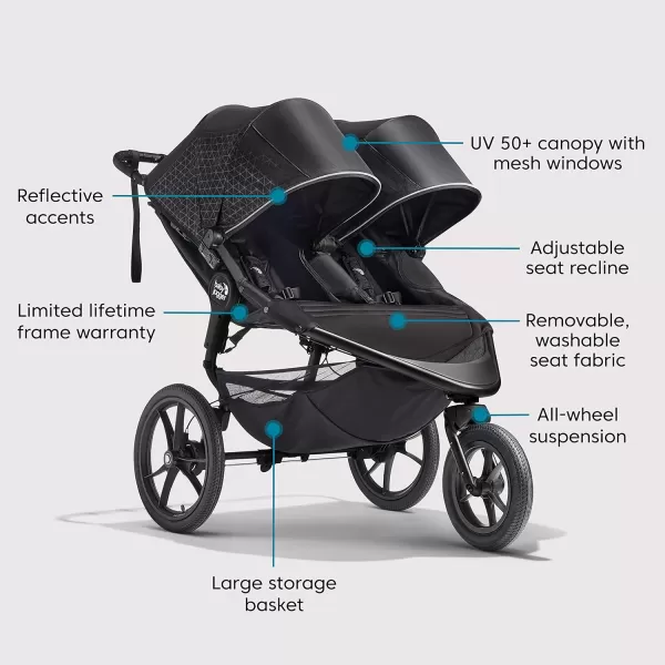 Baby Jogger Summit X3 Jogging Stroller - 2016 | Air-Filled Rubber Tires | All-Wheel Suspension | Quick Fold Jogging Stroller, Black/Gray