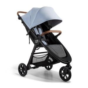 imageBaby Jogger City Mini GT2 AllTerrain Stroller Black Complete with Adjustable Handlebar HandOperated Parking Brake and car seat AdapterSlate Fog with Belly Bar and Leatherette Handlebar