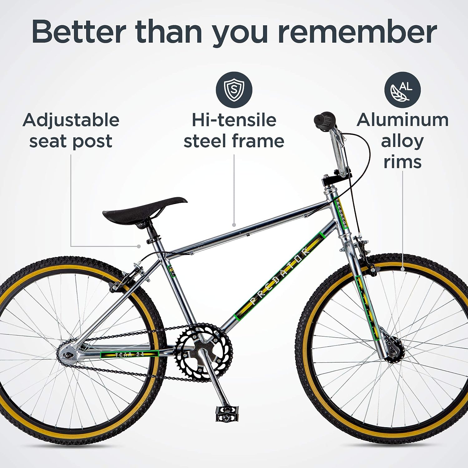 imageSchwinn Sting Pro and Predator Team BMX Bike for KidsYouth Retro Design SingleSpeed HiTen Steel Frame 20 or 24Inch Wheels Multiple ColorsPredator Team BMX Bike