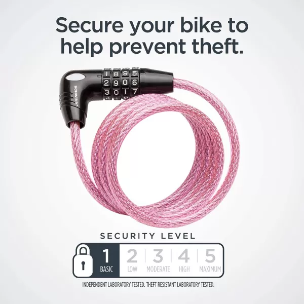 imageSchwinn Anti Theft Bike Lock Security Level 1Security Level 1Combination Lock 5 Foot8mm CablePink