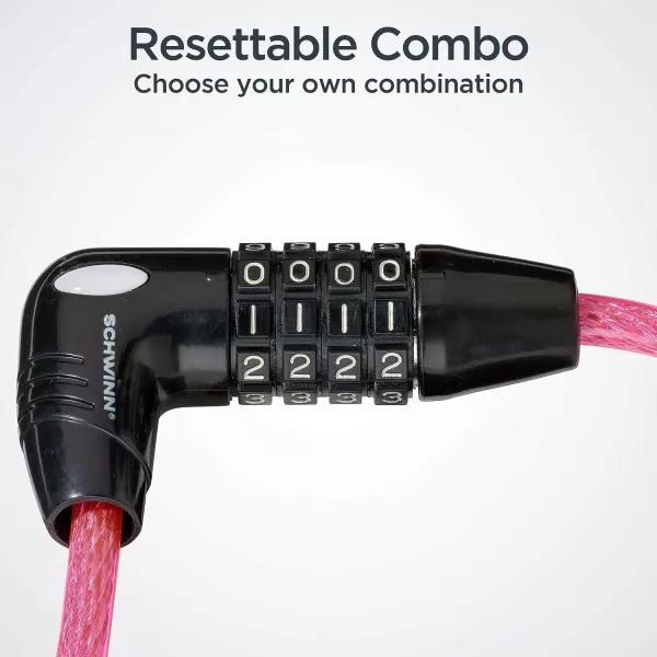 imageSchwinn Anti Theft Bike Lock Security Level 1Security Level 1Combination Lock 5 Foot8mm CablePink