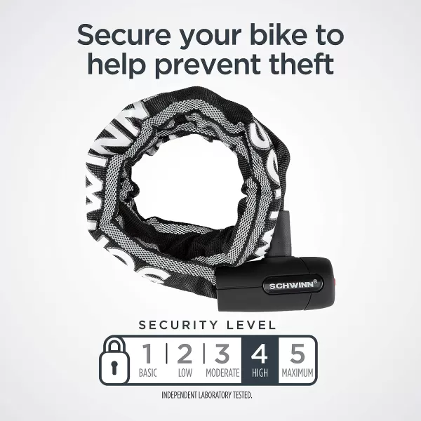 imageSchwinn Anti Theft Bike Lock Security Level 1Security Level 4Key Lock 3 Foot8mm Chain