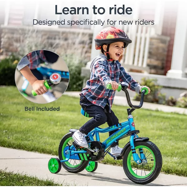 imageSchwinn Grit and Petunia Steerable Kids Bike Boys and Girls Beginner Bicycle 12Inch Wheels Training Wheels Easily Removed Parent Push Handle with Water Bottle Holder Perfect for ToddlersOrange Grit Bicycle