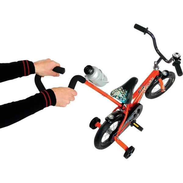 imageSchwinn Grit and Petunia Steerable Kids Bike Boys and Girls Beginner Bicycle 12Inch Wheels Training Wheels Easily Removed Parent Push Handle with Water Bottle Holder Perfect for ToddlersOrange Grit Bicycle