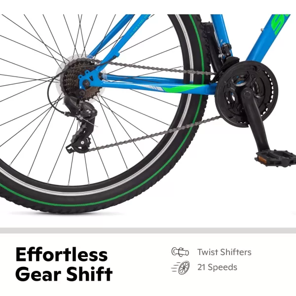 imageSchwinn High Timber YouthAdult Mountain Bike for Men and Women Aluminum and Steel Frame Options 721 Speeds Options 2429Inch WheelsBlueGreen Steel Frame