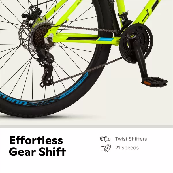 imageSchwinn High Timber YouthAdult Mountain Bike for Men and Women Aluminum and Steel Frame Options 721 Speeds Options 2429Inch WheelsYellow Aluminum Frame and Disc Brakes